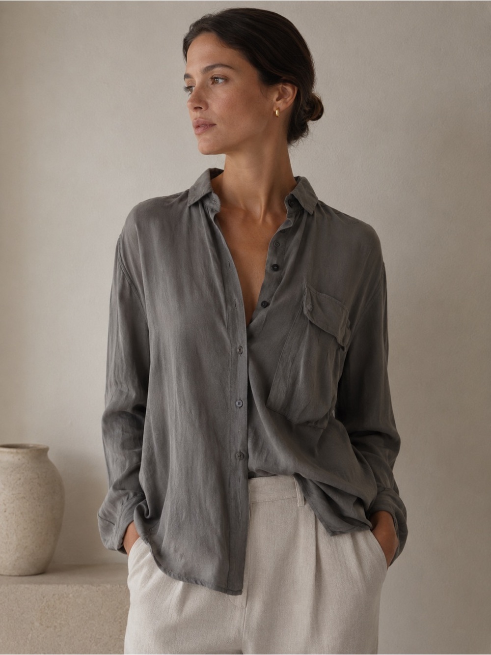 Aritzia Wilfred 100% Silk Long Sleeve Blouse